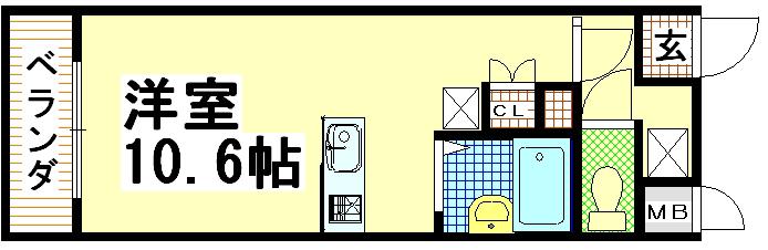 リュミエールイースト(ワンルーム/4階)の間取り写真