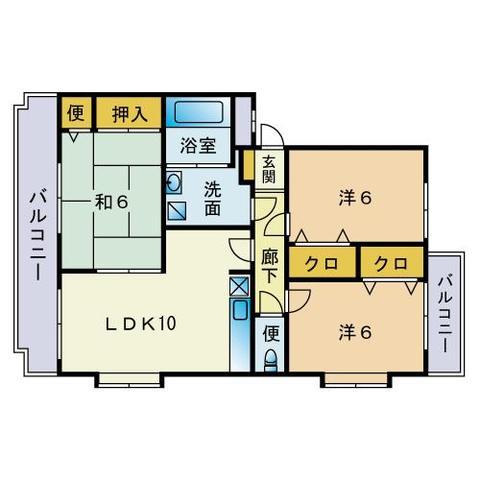 マリオンズII森(3LDK/3階)の間取り写真
