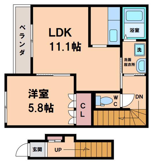 トワイライトヒルAYA(1LDK/1階)の間取り写真