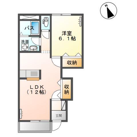 メルヴェーユ黒須III(1LDK/1階)の間取り写真