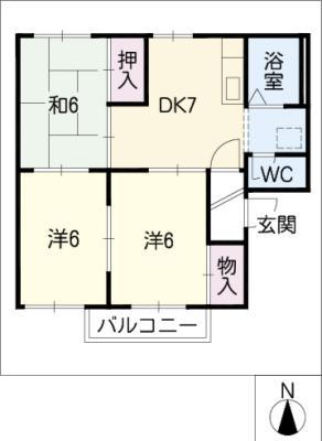 ハイツおおみね(3DK/1階)の間取り写真
