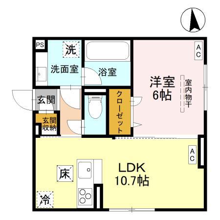 ディールーム元横山(1LDK/1階)の間取り写真
