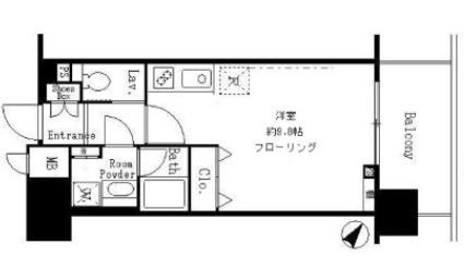 サンクレール荒川ブランガーデン(ワンルーム/18階)の間取り写真