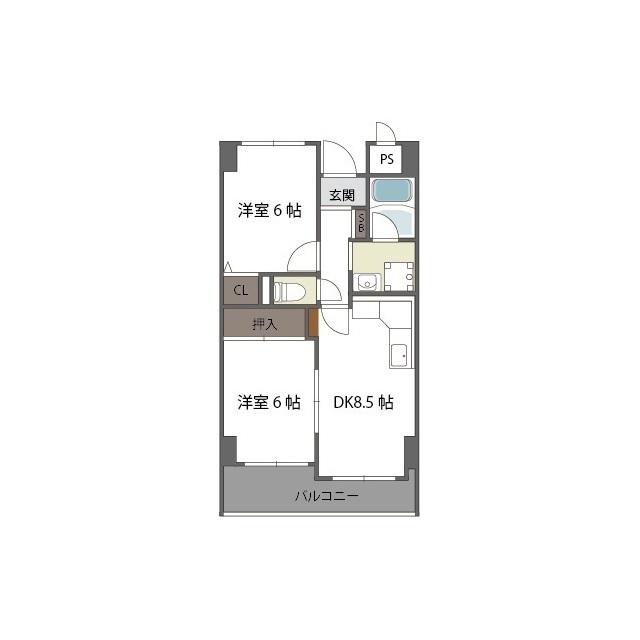 カワデンエミネンスハイツ(2DK/3階)の間取り写真