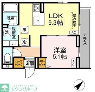 ジェルベーラ東柏ヶ谷(1LDK/3階)の間取り写真