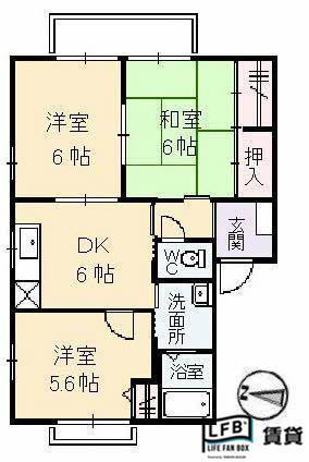 ハイツ相本II(3DK/2階)の間取り写真