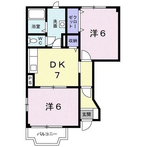 ムーラン(2DK/1階)の間取り写真