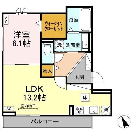 ペルレK(1LDK/1階)の間取り写真