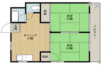 コーポ宮崎(2DK/3階)の間取り写真