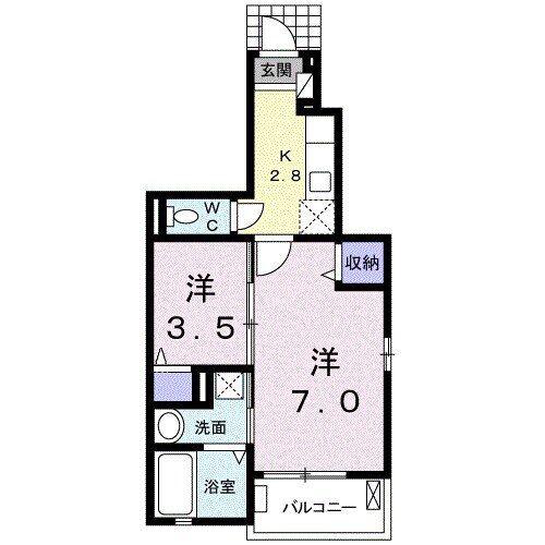 クレインW(1K/1階)の間取り写真