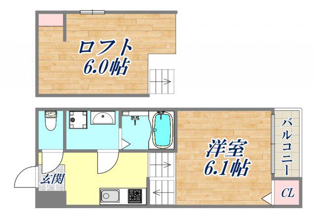ハーモニーテラス東園田町(1K/1階)の間取り写真