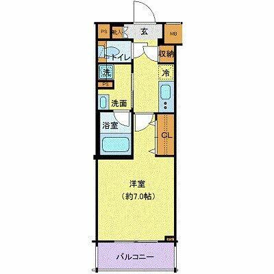 ディアレイシャス東京サウスパレス(1K/2階)の間取り写真