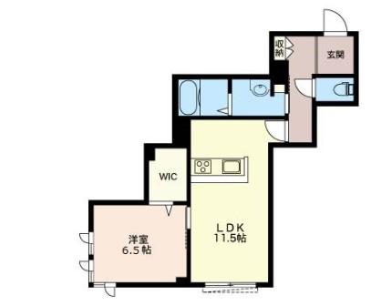 フェリシア湘南(1LDK/3階)の間取り写真