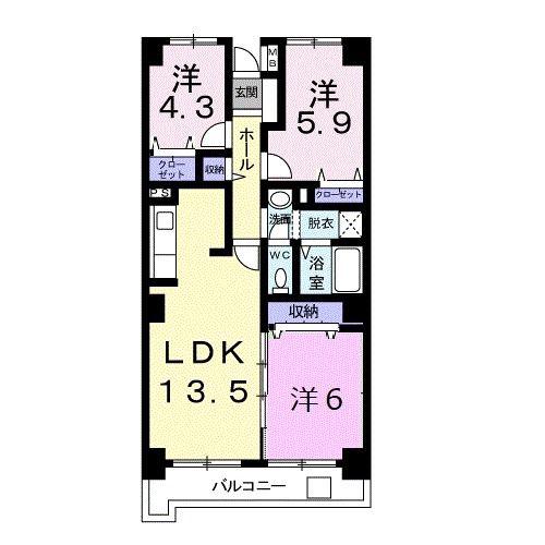 プリマヴェーラ新横浜(3LDK/6階)の間取り写真