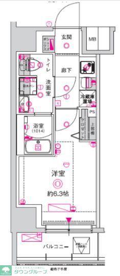 CREST TAPP川崎港町(1K/2階)の間取り写真