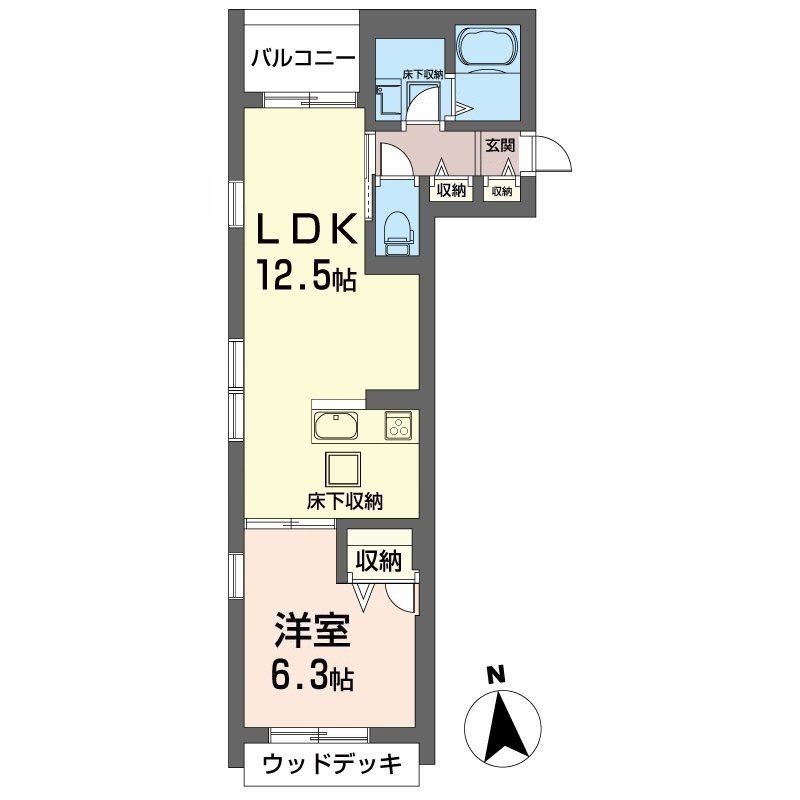 ロータス下北沢(1LDK/1階)の間取り写真