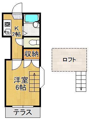 リバティ折尾(1K/2階)の間取り写真