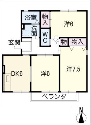 ハートホーム山本A棟(3DK/1階)の間取り写真