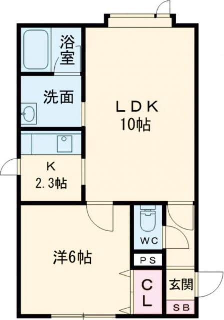 サンパティークB(1LDK/1階)の間取り写真
