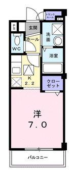グランソレイユ(1K/1階)の間取り写真