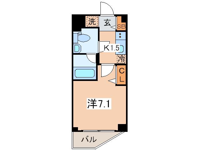 ドゥーエ新川崎(1K/3階)の間取り写真