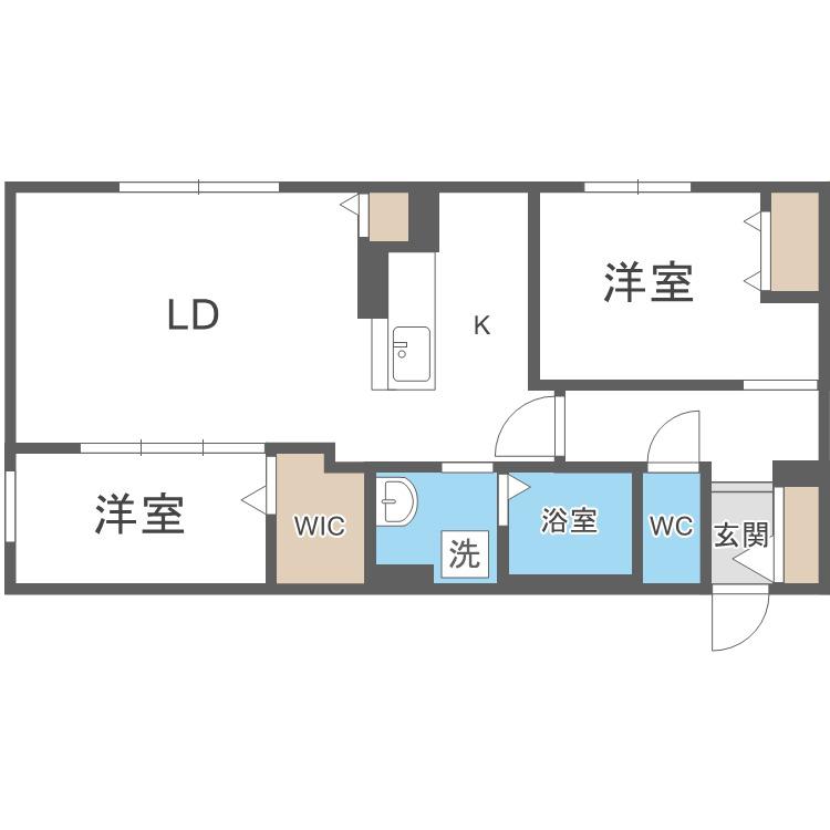 RESIDENCE SHINMEI 北円山(2LDK/4階)の間取り写真