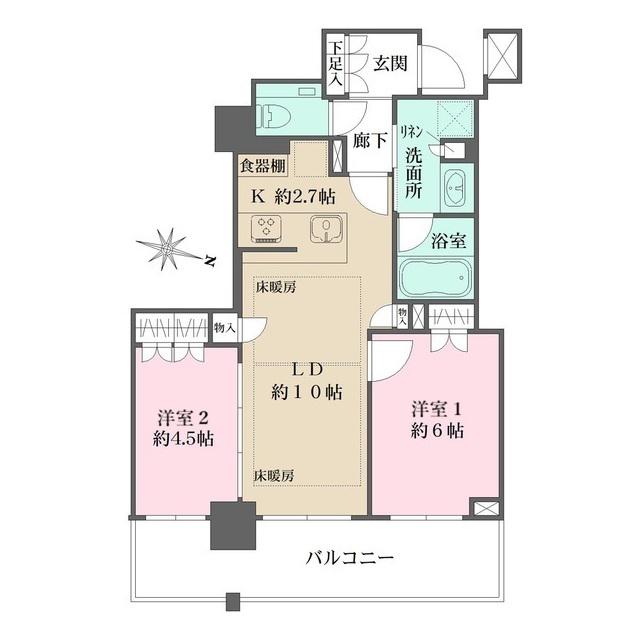 ザ・パークハウス久屋大通ローレルタワー(2LDK/9階)の間取り写真
