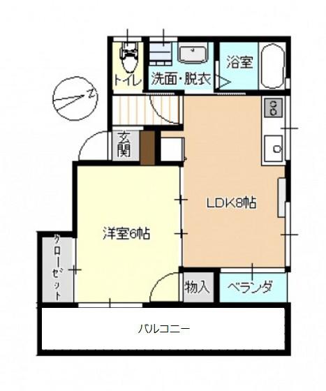 メープル下林(1LDK/2階)の間取り写真