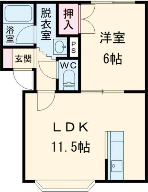 フォレストハイムII(1LDK/2階)の間取り写真