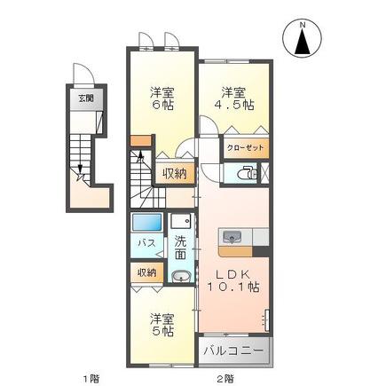 エヌリード(3LDK/2階)の間取り写真