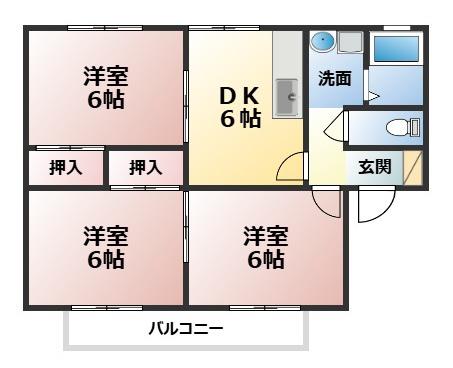 グリーンアーバン(3DK/2階)の間取り写真