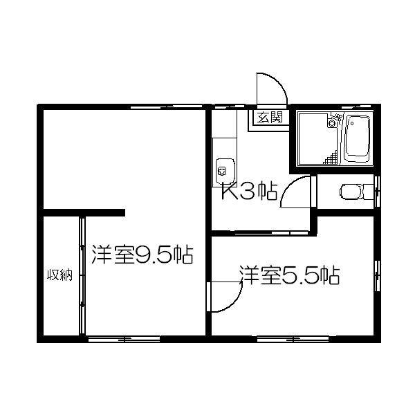 根城アパートA(1K/2階)の間取り写真