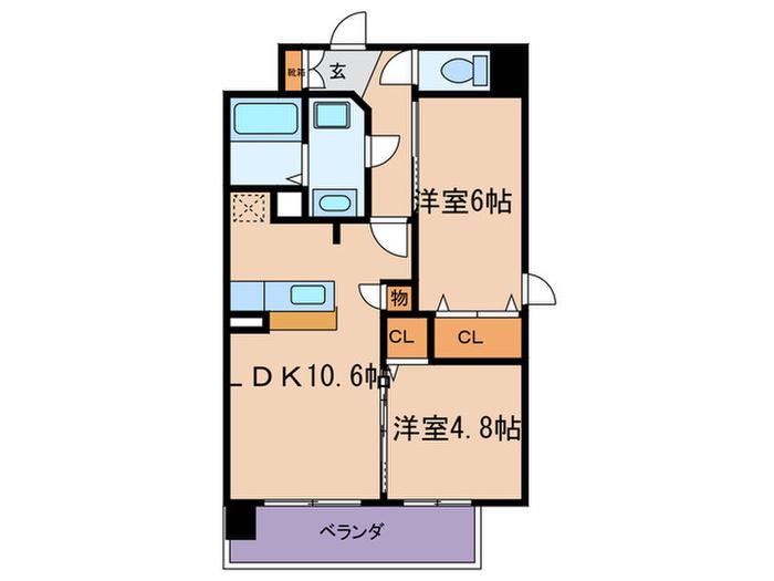プライムコート(2LDK/4階)の間取り写真
