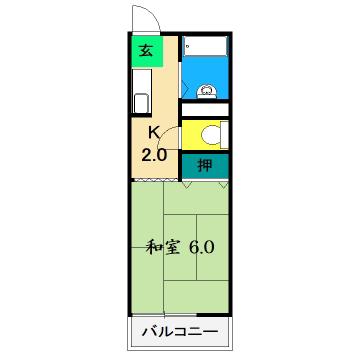 住友ハイツ(1K/2階)の間取り写真