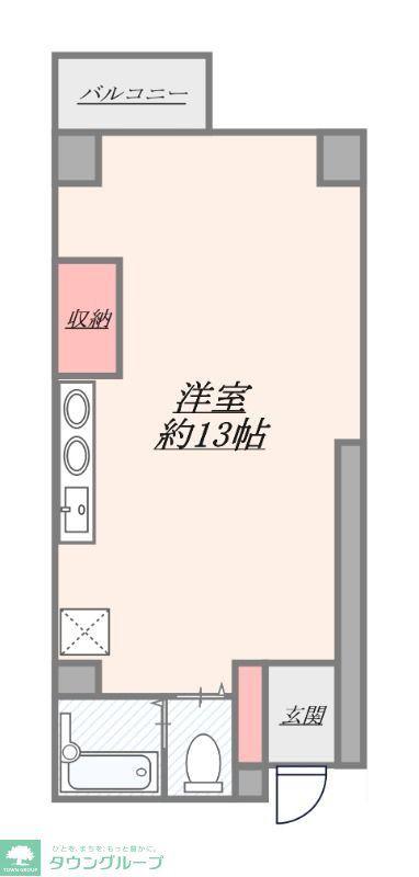 バンヴェール栗山(ワンルーム/2階)の間取り写真