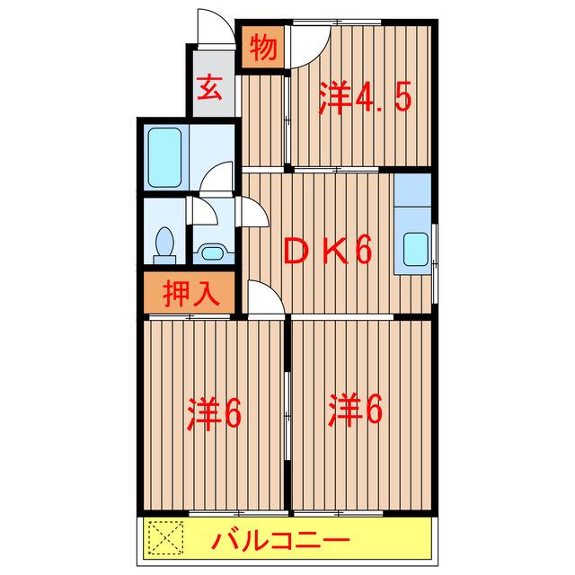 マンションピュア(3DK/2階)の間取り写真