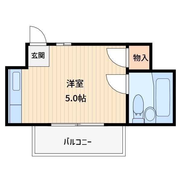 大内第2コープ(ワンルーム/2階)の間取り写真