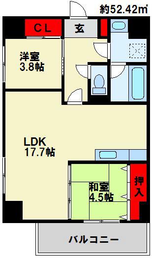 プランドール一枝(2LDK/2階)の間取り写真