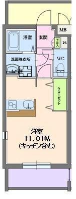 グランストーク新貝(1K/3階)の間取り写真