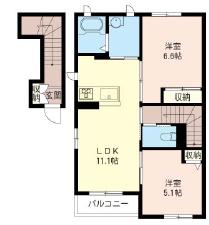 グレイスフル(2LDK/2階)の間取り写真