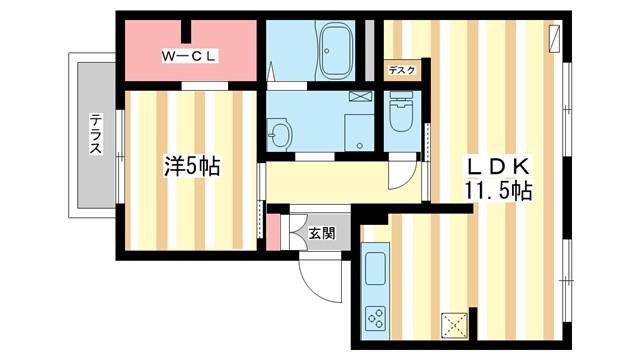 サンハイムC(1LDK/1階)の間取り写真
