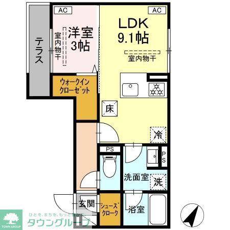テムズフィオーレ(1LDK/3階)の間取り写真
