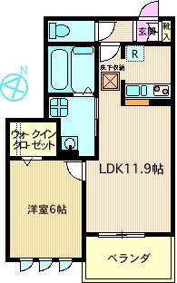 BRAVERYIII(1LDK/2階)の間取り写真