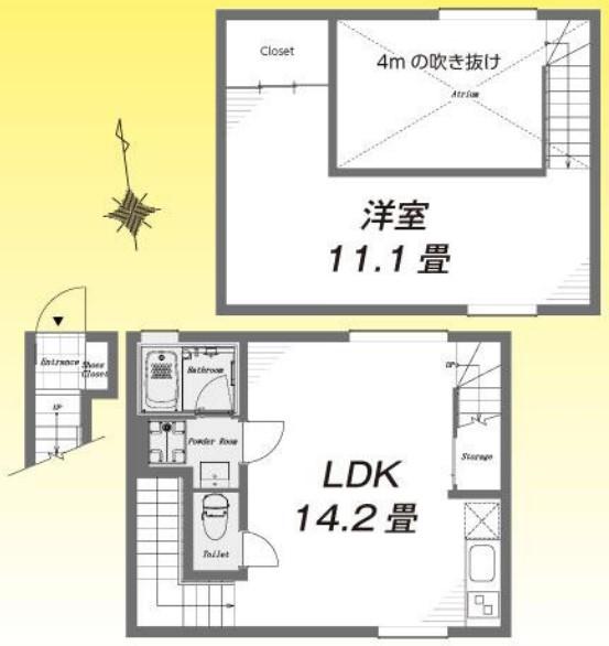 カルティエラタン三軒茶屋(1LDK/2階)の間取り写真