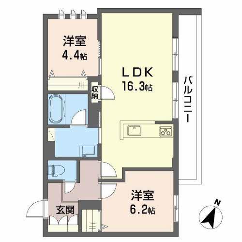 シャーメゾン 皐月(2LDK/2階)の間取り写真