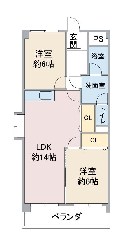 瑞和ビル(2LDK/10階)の間取り写真