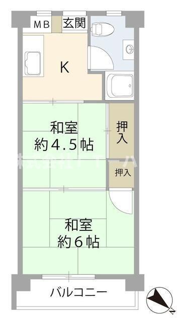 行徳マンション(2K/4階)の間取り写真