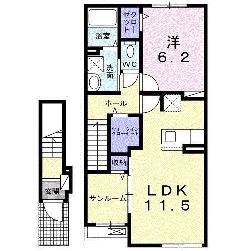 アクシス ウィル 中野東(1LDK/2階)の間取り写真