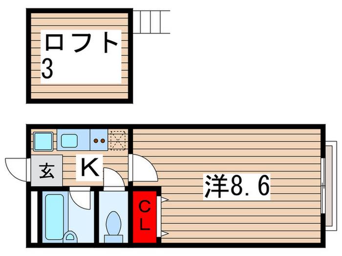 穴川ハイリビング参番館(1K/2階)の間取り写真