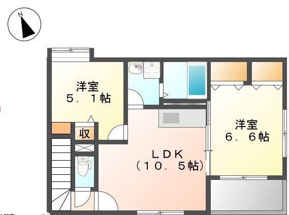 クローバー(2LDK/2階)の間取り写真